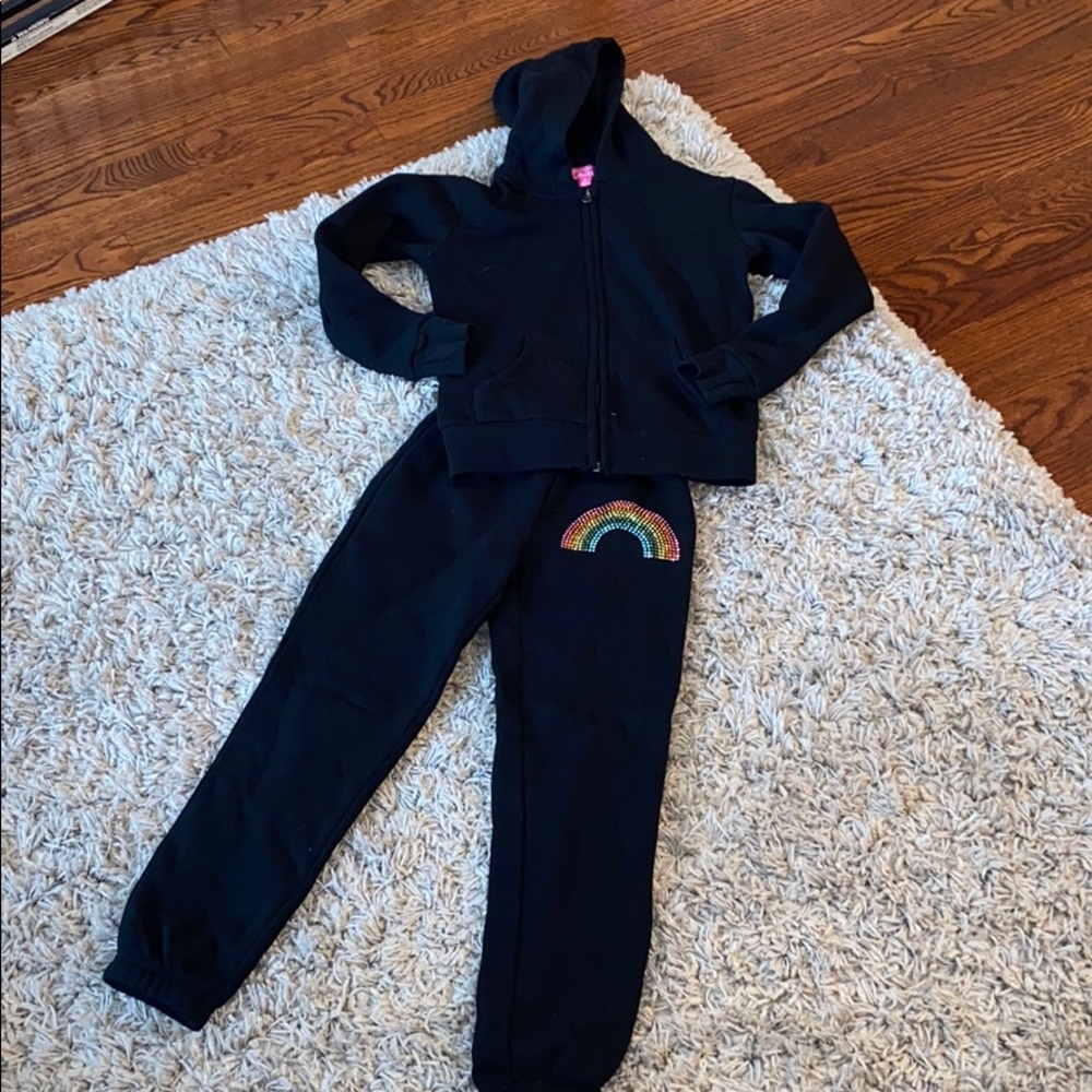 Small 5/6 toddler sweat suit by BUTTER, black.